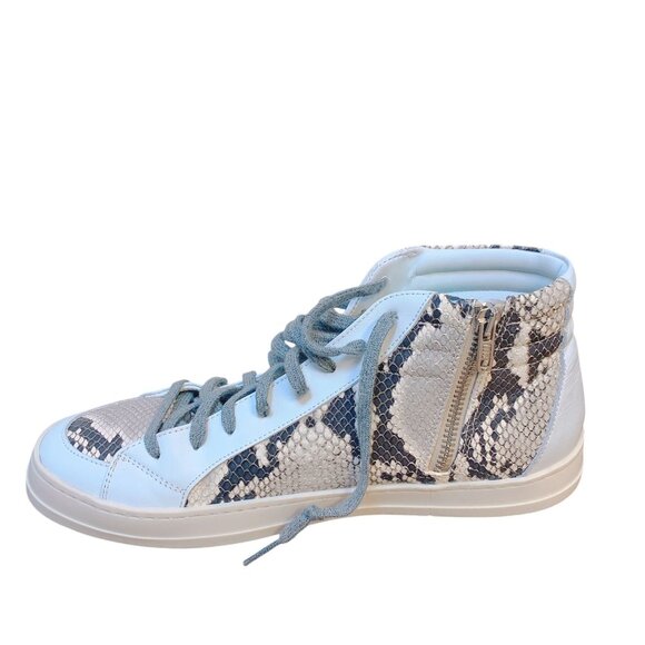 P448 Womens Snake Print High-Top Sneakers Side Zipper Lace Closure - Picture 6 of 7